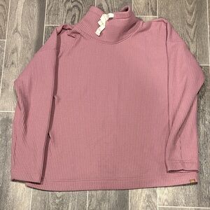 Pink LL Bean Waffle Knit Funnel Neck Sweater